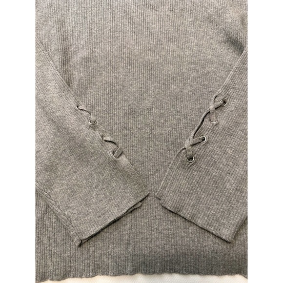 Democracy Keyhole gray knit sweater-L - Picture 3 of 14